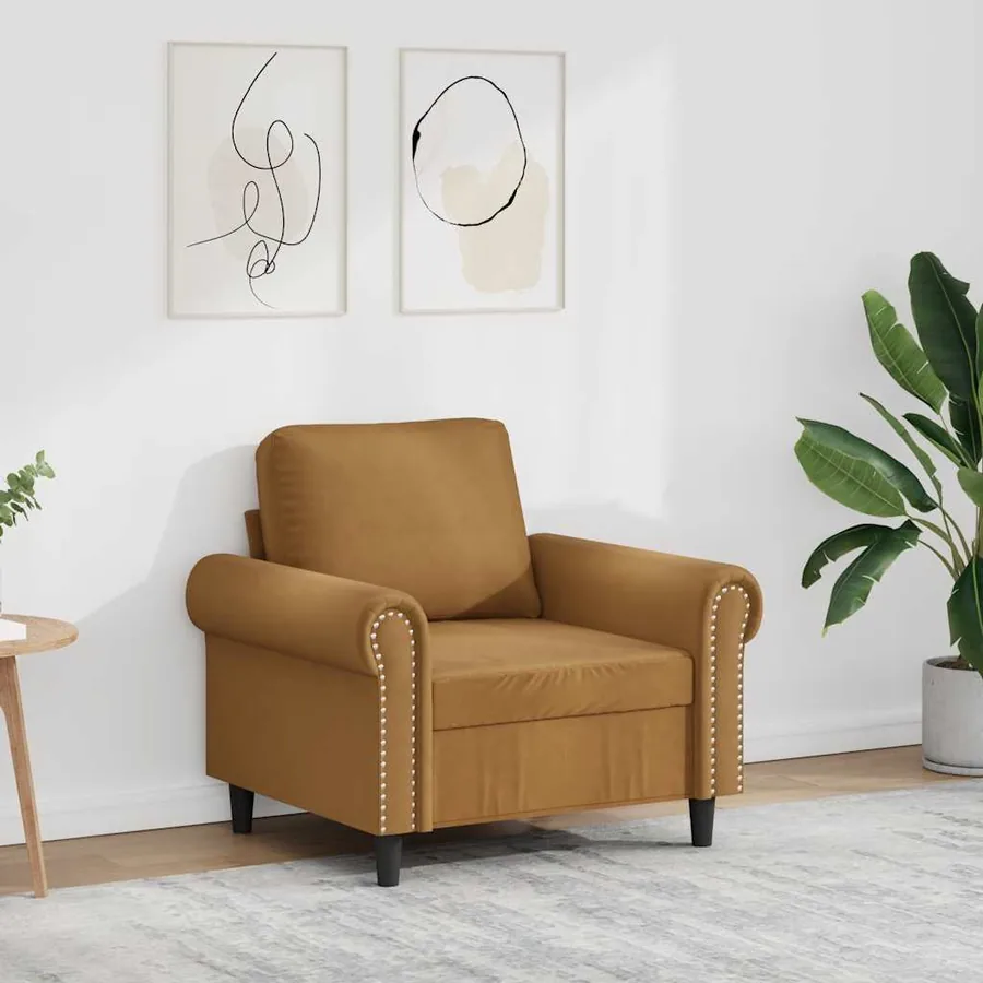 Fauteuil Marron 60 cm Velours
