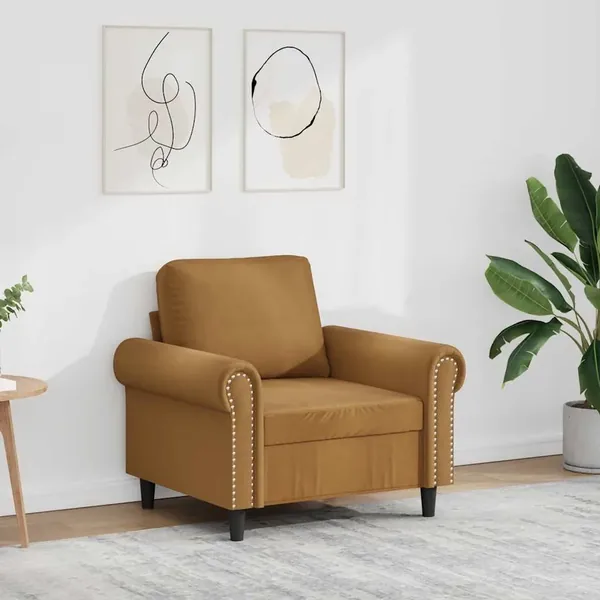 Fauteuil Marron 60 cm Velours