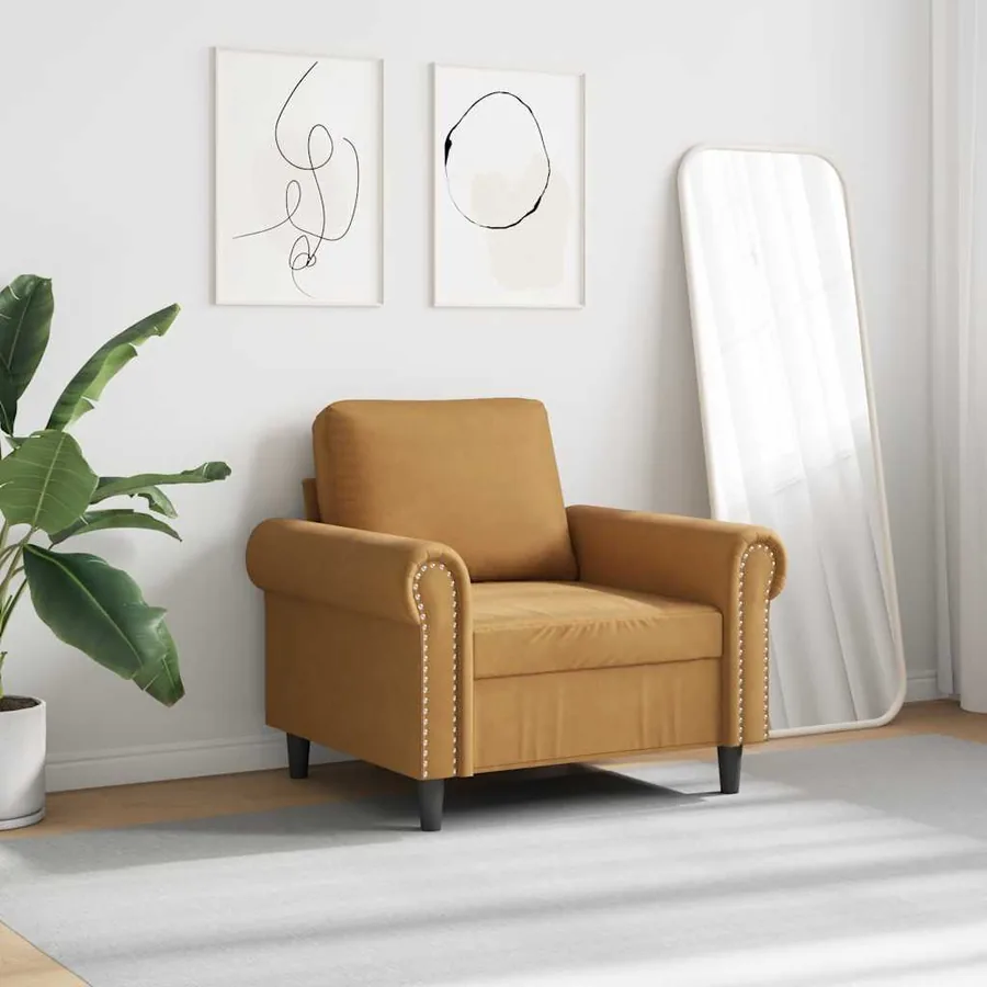 Fauteuil Marron 60 cm Velours - 3