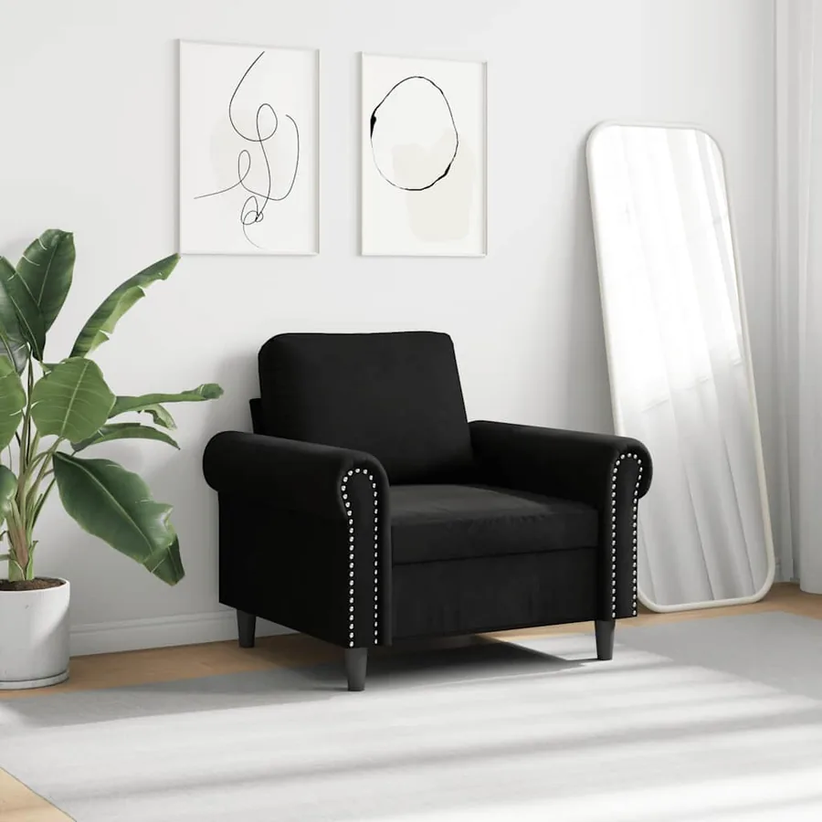 Fauteuil Noir 60 cm Velours - 3