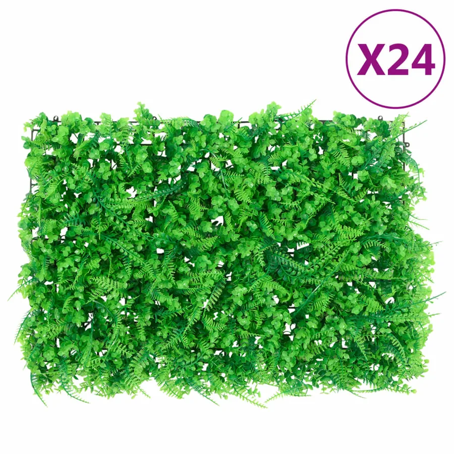 Clôture feuilles de fougère artificielles 24 pcs vert 40x60 cm