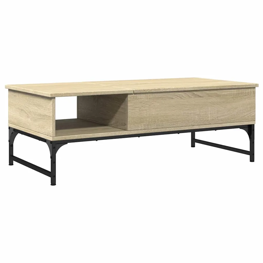 Table basse chêne sonoma 100x50x35cm bois d'ingénierie et métal - 2