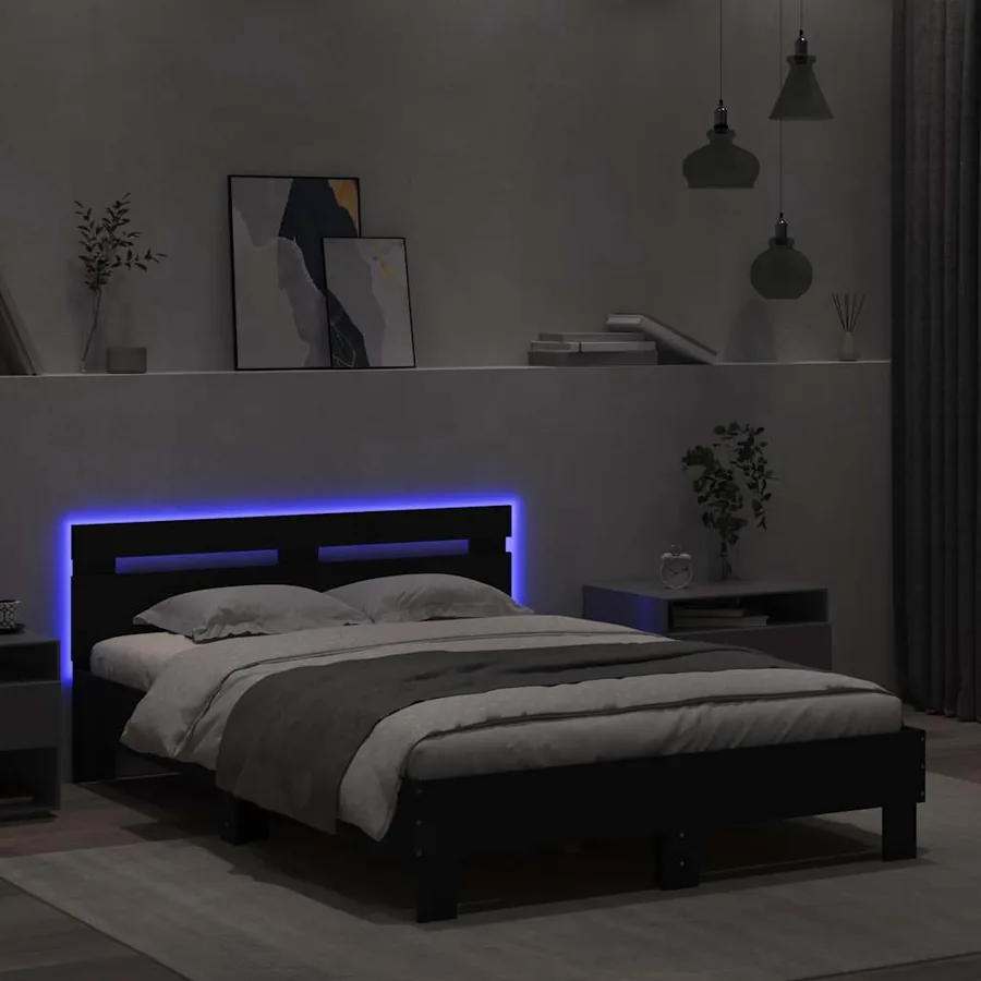 Cadre de lit avec LED sans matelas noir 120x190 cm - 4