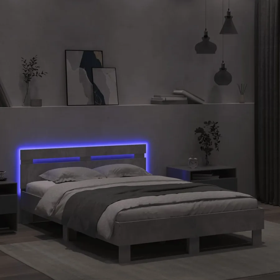 Cadre de lit avec LED sans matelas gris béton 120x190 cm - 4