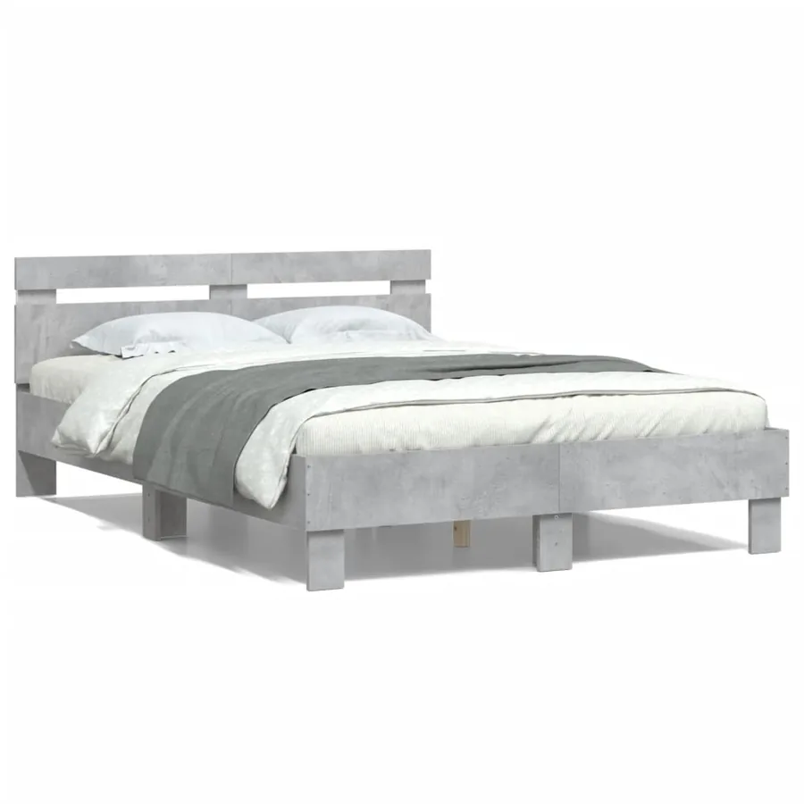Cadre de lit avec LED sans matelas gris béton 120x190 cm - 5