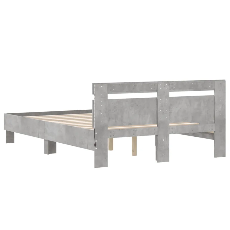 Cadre de lit avec LED sans matelas gris béton 120x190 cm - 9