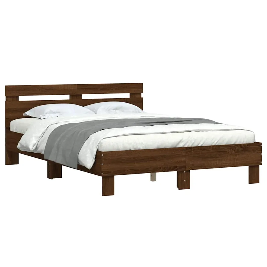 Cadre de lit avec LED sans matelas chêne marron 120x190 cm - 3