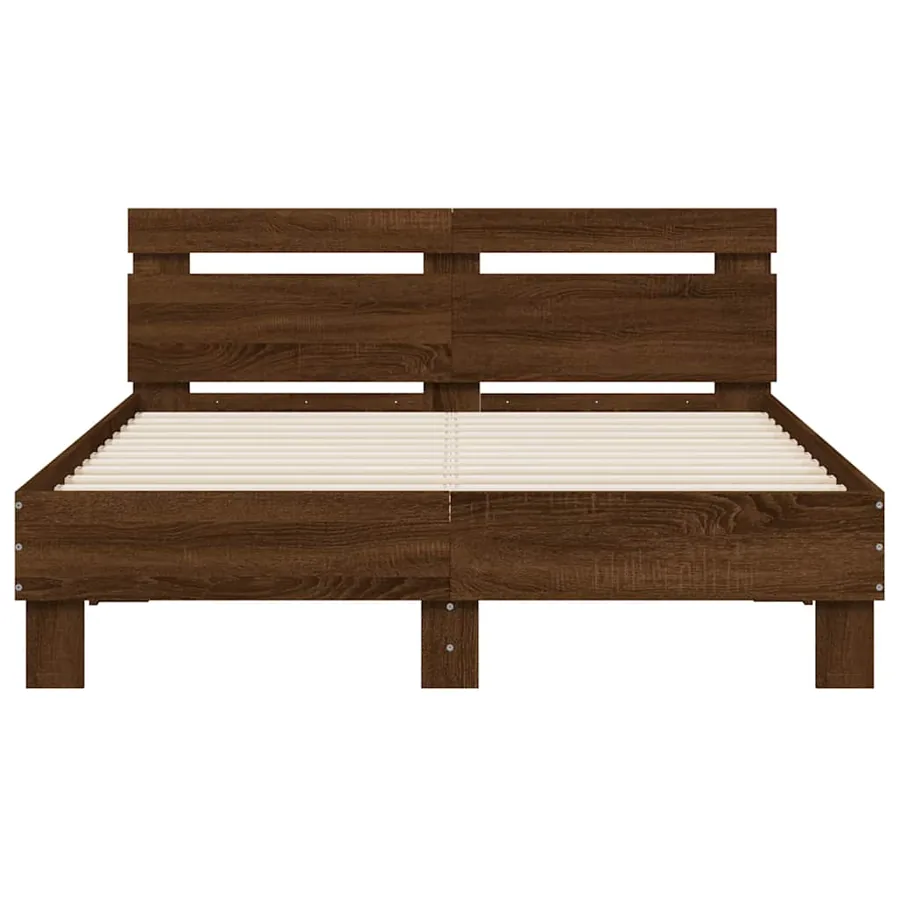 Cadre de lit avec LED sans matelas chêne marron 120x190 cm - 7