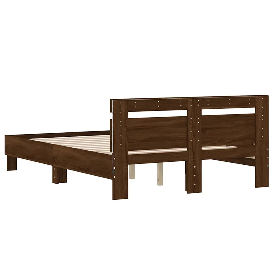 Cadre de lit avec LED sans matelas chêne marron 120x190 cm - 9
