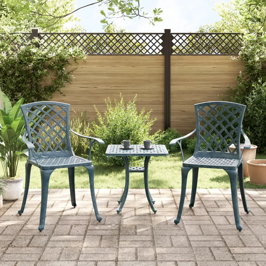 Chaises de jardin lot de 2 vert aluminium coulé - 3