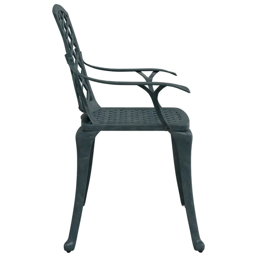 Chaises de jardin lot de 2 vert aluminium coulé - 6
