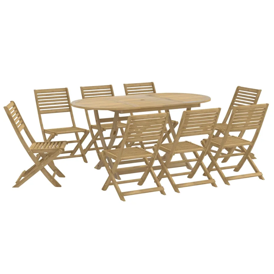 Ensemble à manger de jardin 9 pcs bois d'acacia solide - 2