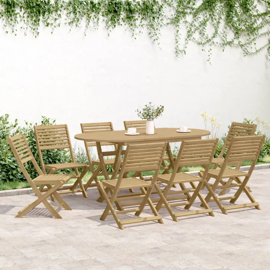 Ensemble à manger de jardin 9 pcs bois d'acacia solide - 3