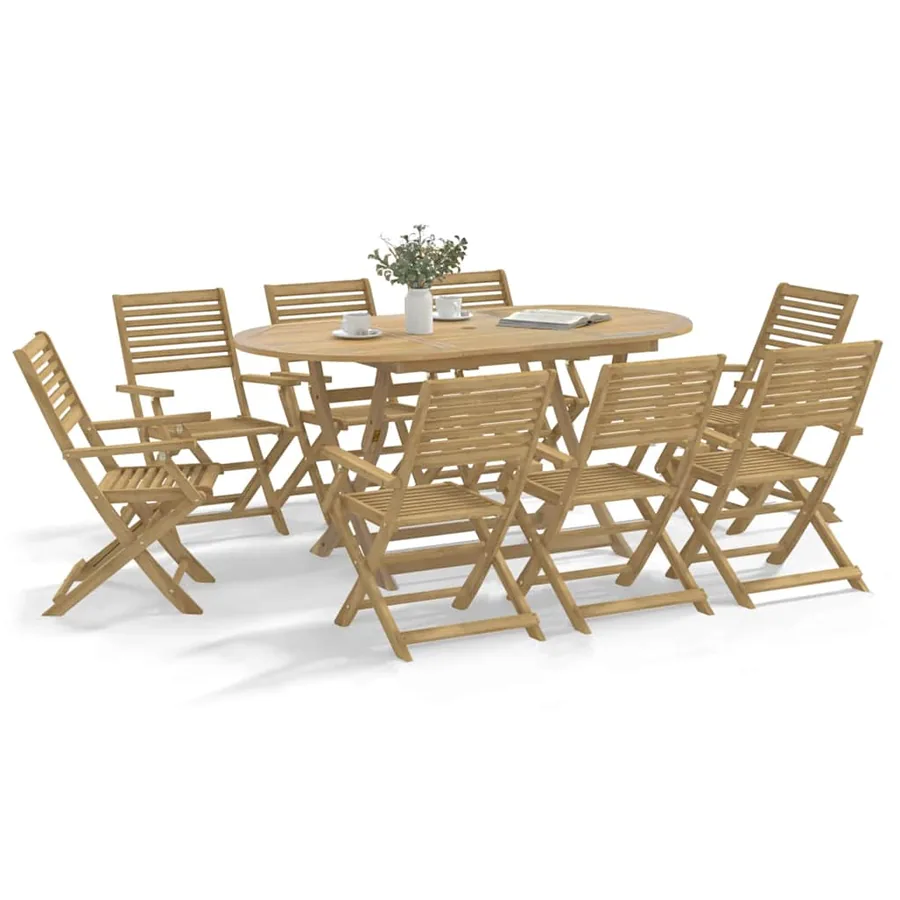 Ensemble à manger de jardin 9 pcs bois d'acacia solide