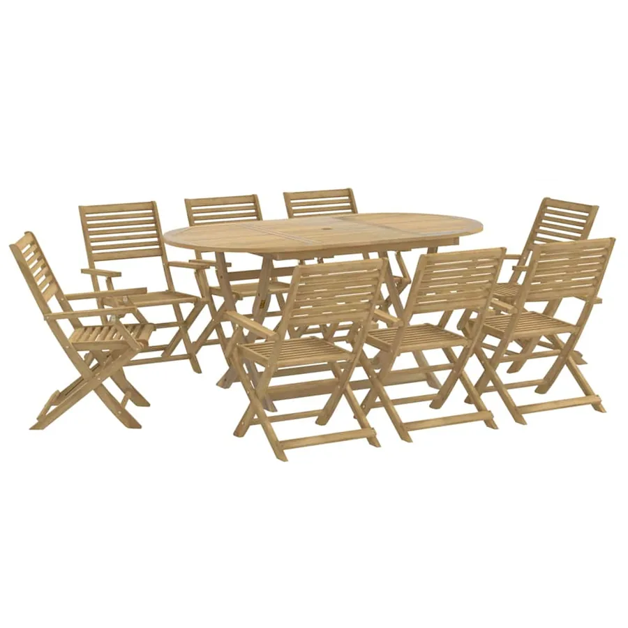 Ensemble à manger de jardin 9 pcs bois d'acacia solide - 2