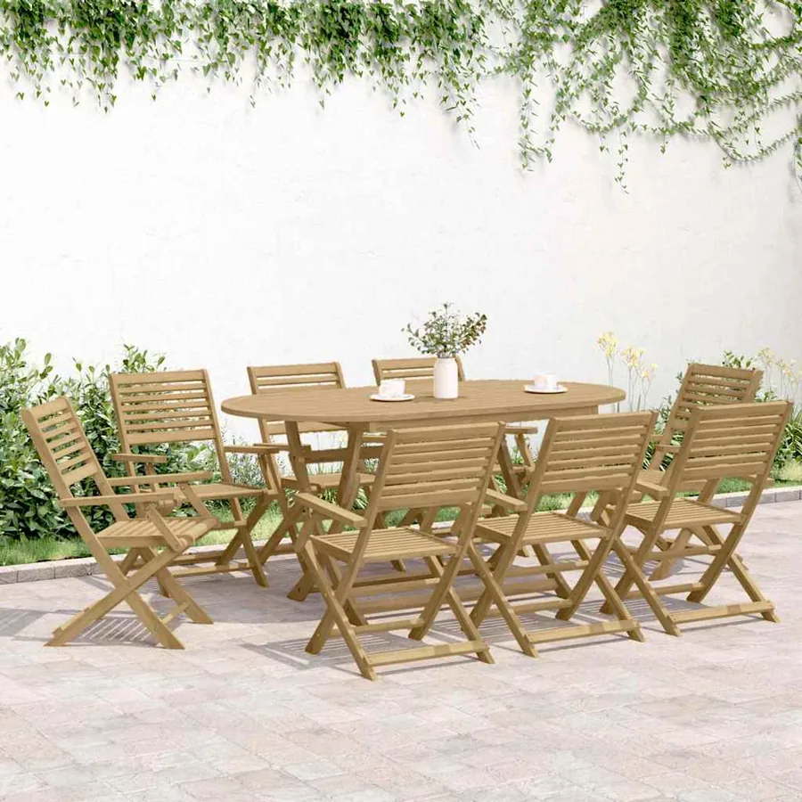 Ensemble à manger de jardin 9 pcs bois d'acacia solide - 3