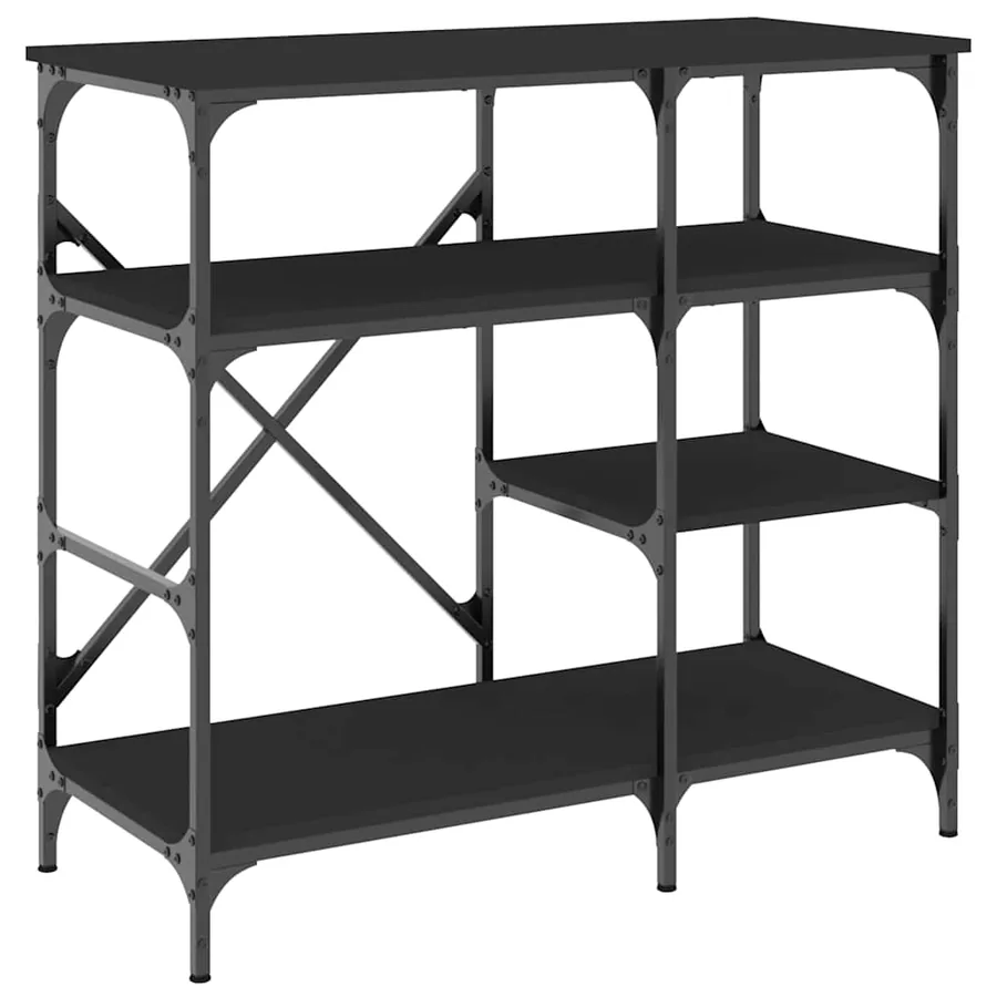 Support de boulanger noir 90x40x84 cm bois ingénierie et métal - 2