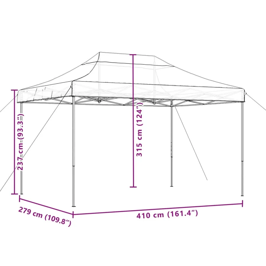 Tente de réception pliable escamotable taupe 410x279x315 cm - 9