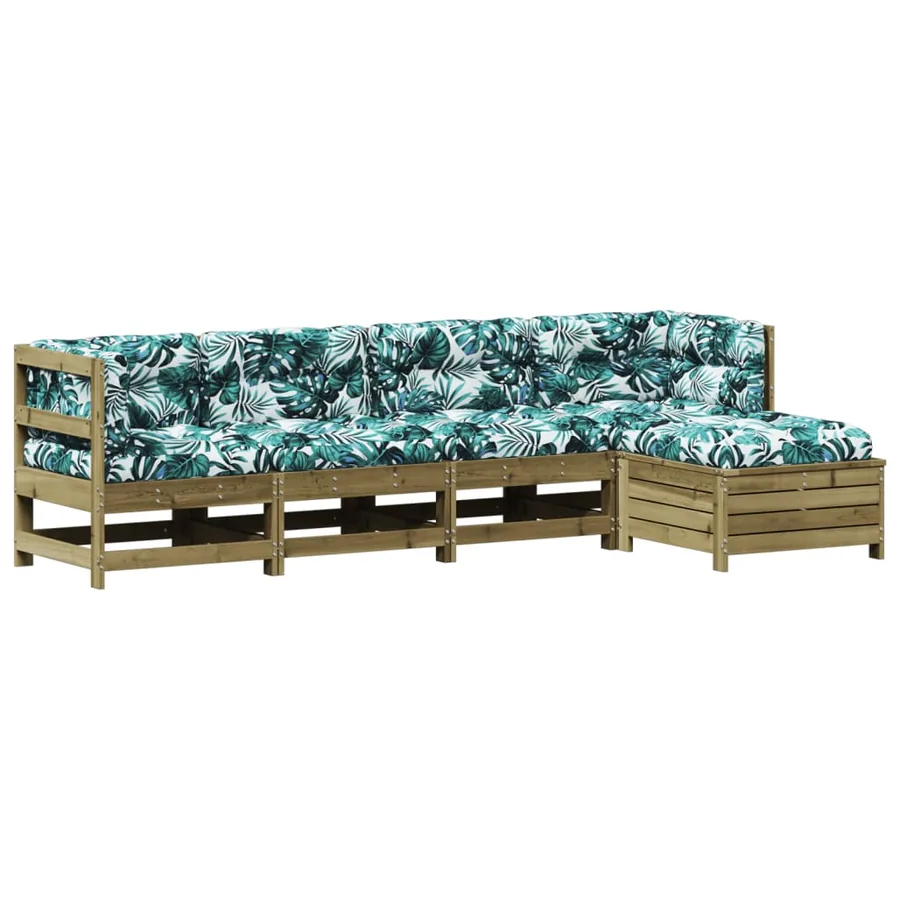 Salon de jardin 5 pcs avec coussins bois de pin imprégné - 2