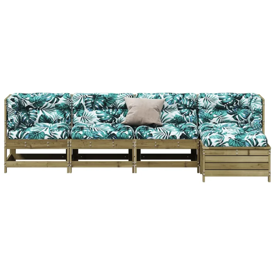 Salon de jardin 5 pcs avec coussins bois de pin imprégné - 3