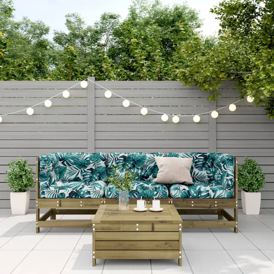 Salon de jardin 4 pcs avec coussins bois de pin imprégné - 3