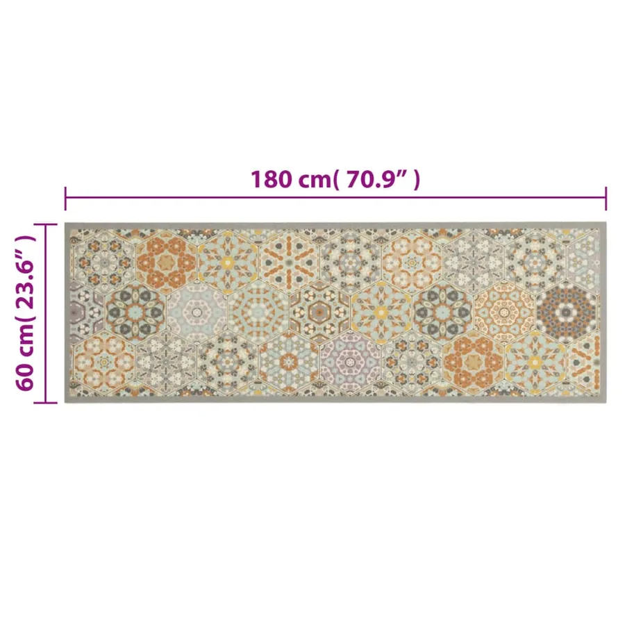 Tapis de cuisine lavable impression pastel hexagonale 60x180 cm - 5