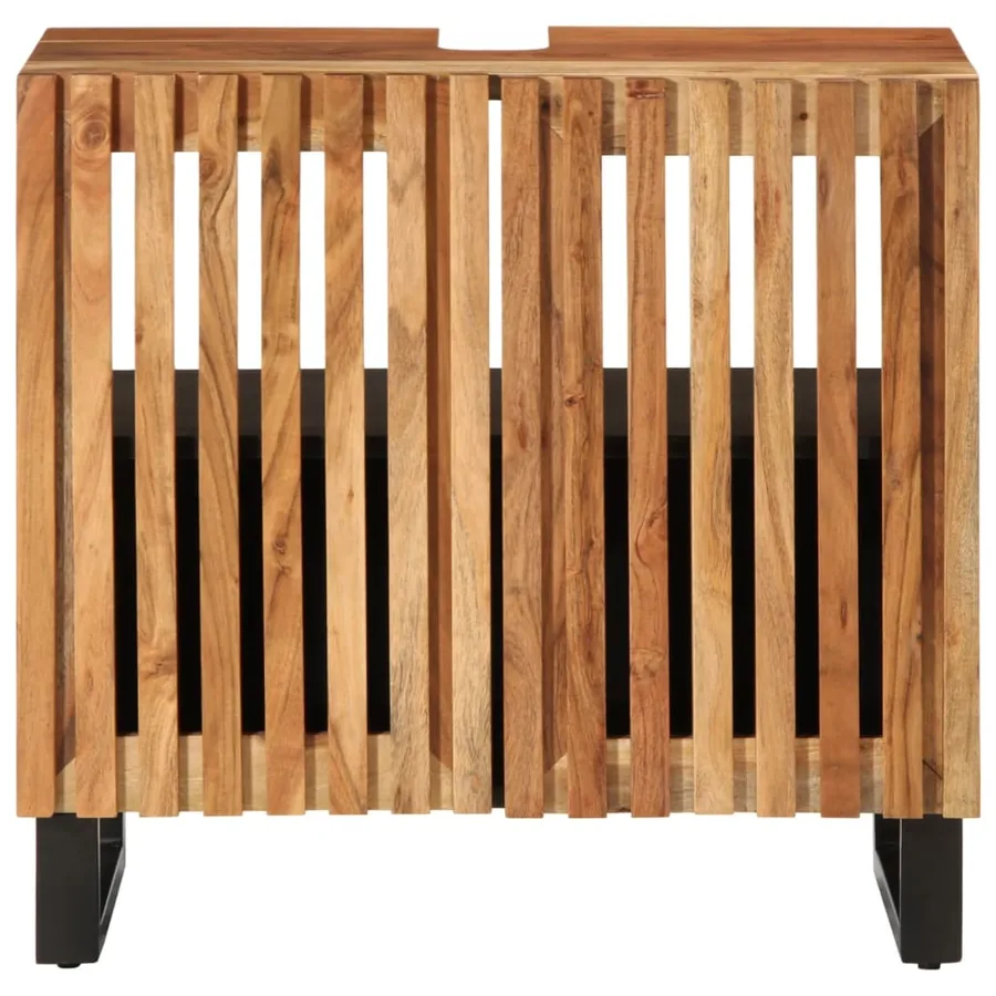 Armoire lavabo de salle de bain 62x34x58cm bois massif d'acacia - 3