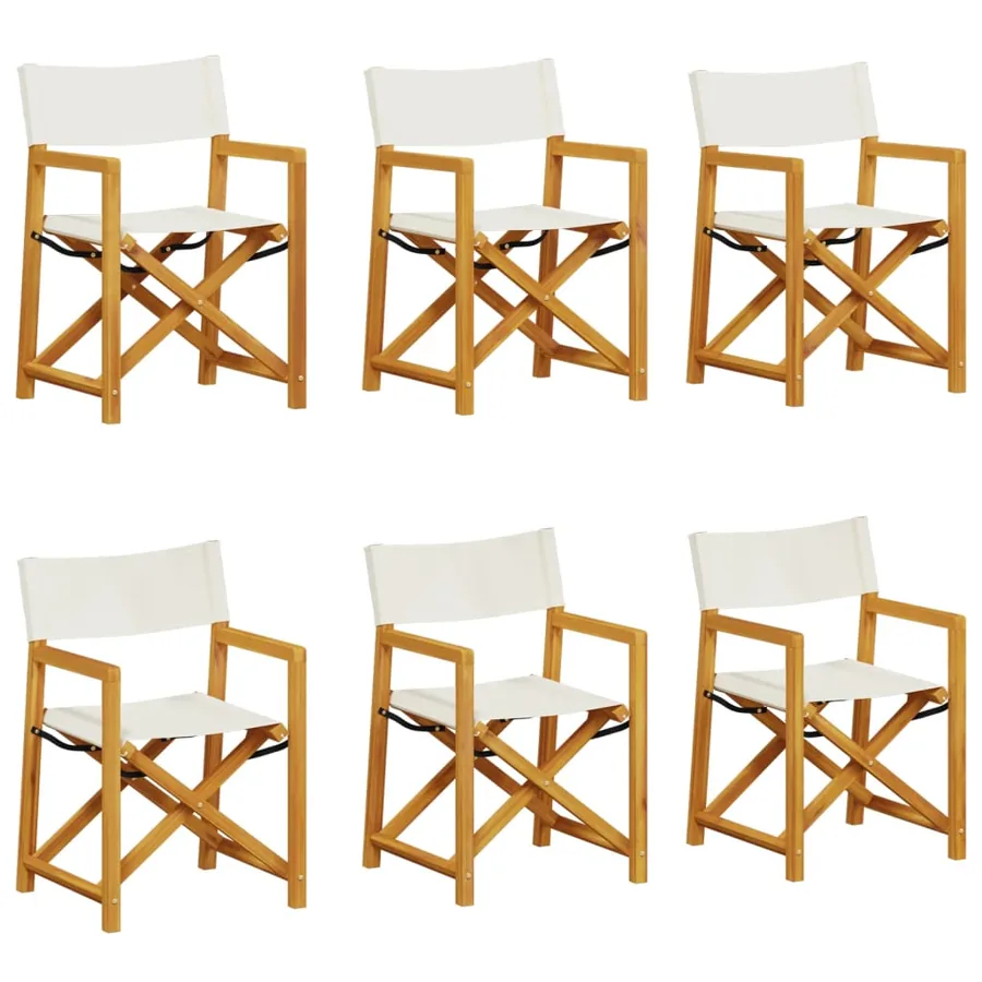 Chaises de jardin pliables lot de 6 blanc crème tissu - 2