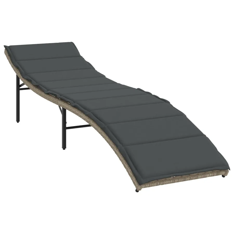 Chaises longues lot de 2 avec table gris clair résine tressée - 4