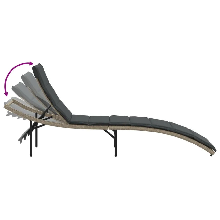 Chaises longues lot de 2 avec table gris clair résine tressée - 8