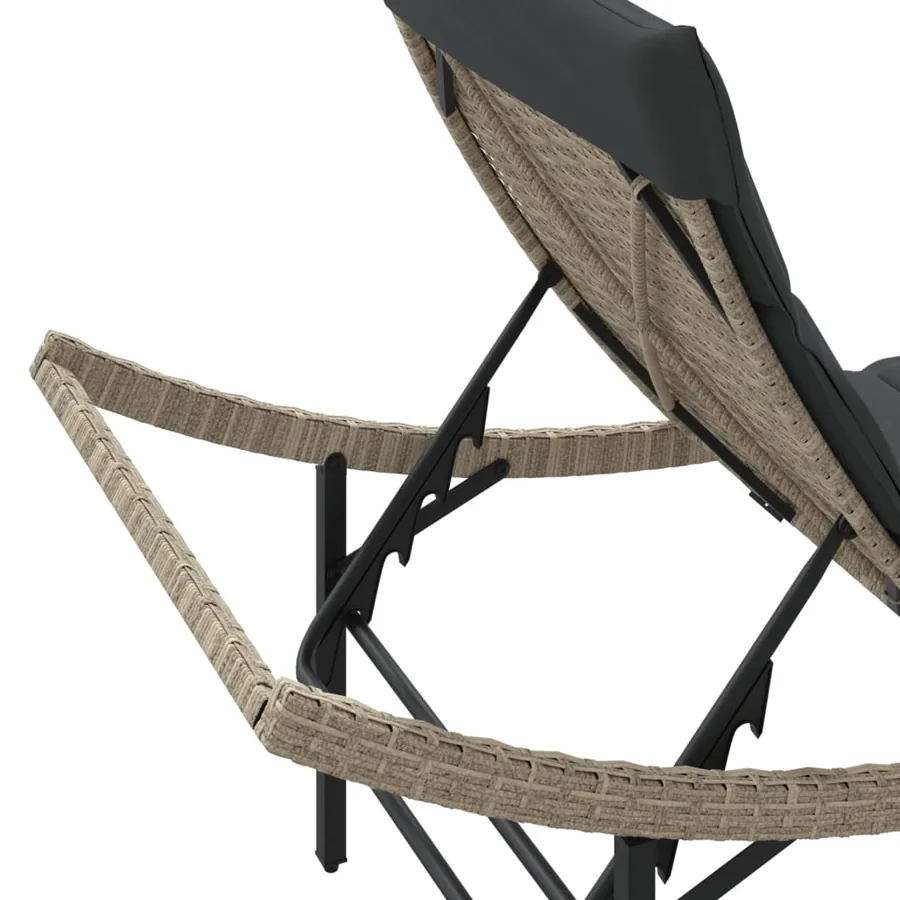 Chaises longues lot de 2 avec table gris clair résine tressée - 9