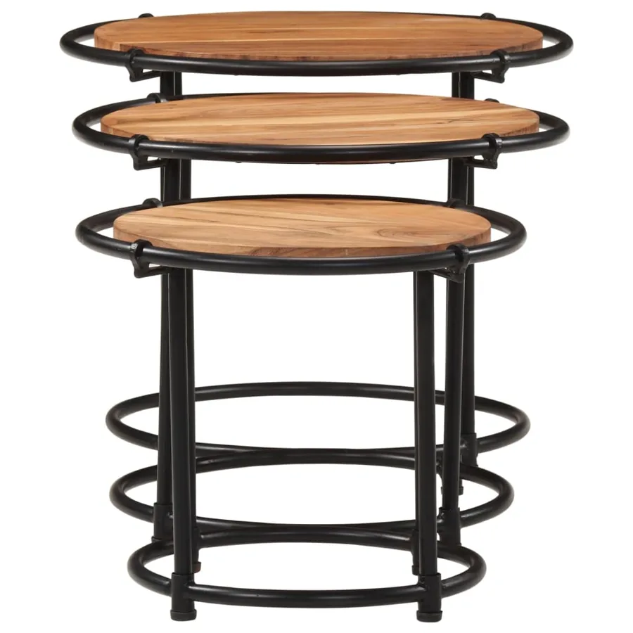 Tables gigognes 3 pcs bois massif d'acacia - 5