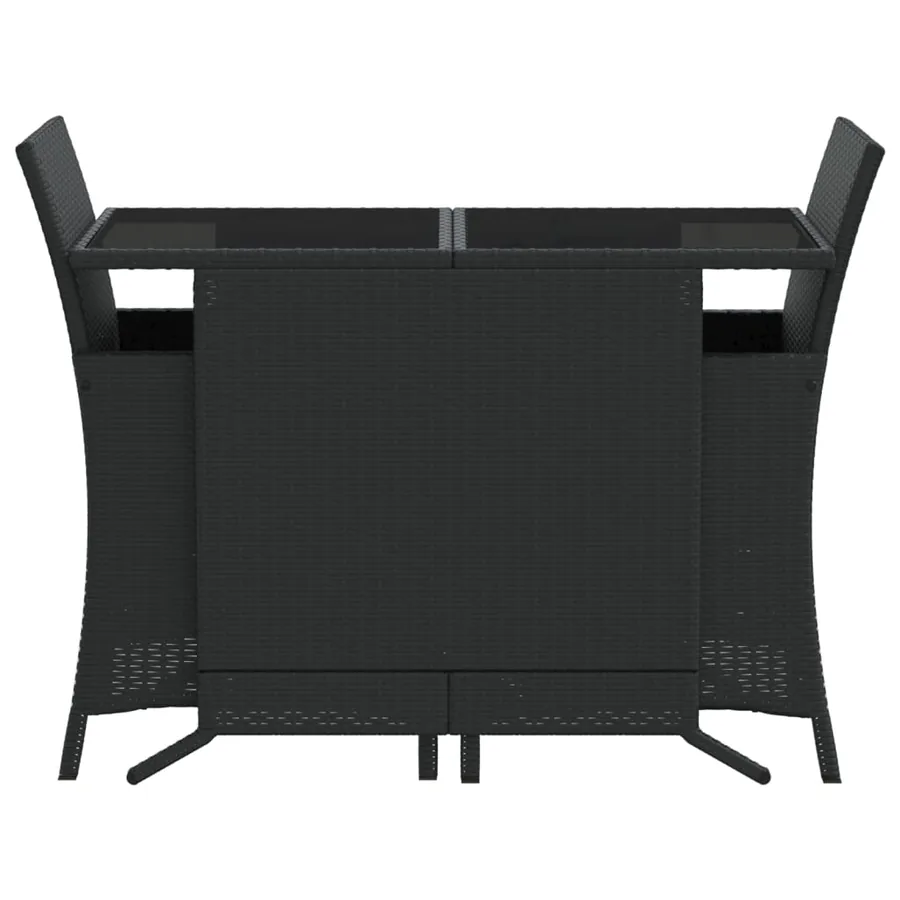 Ensemble de bistro 3 pcs avec coussins noir résine tressée - 4