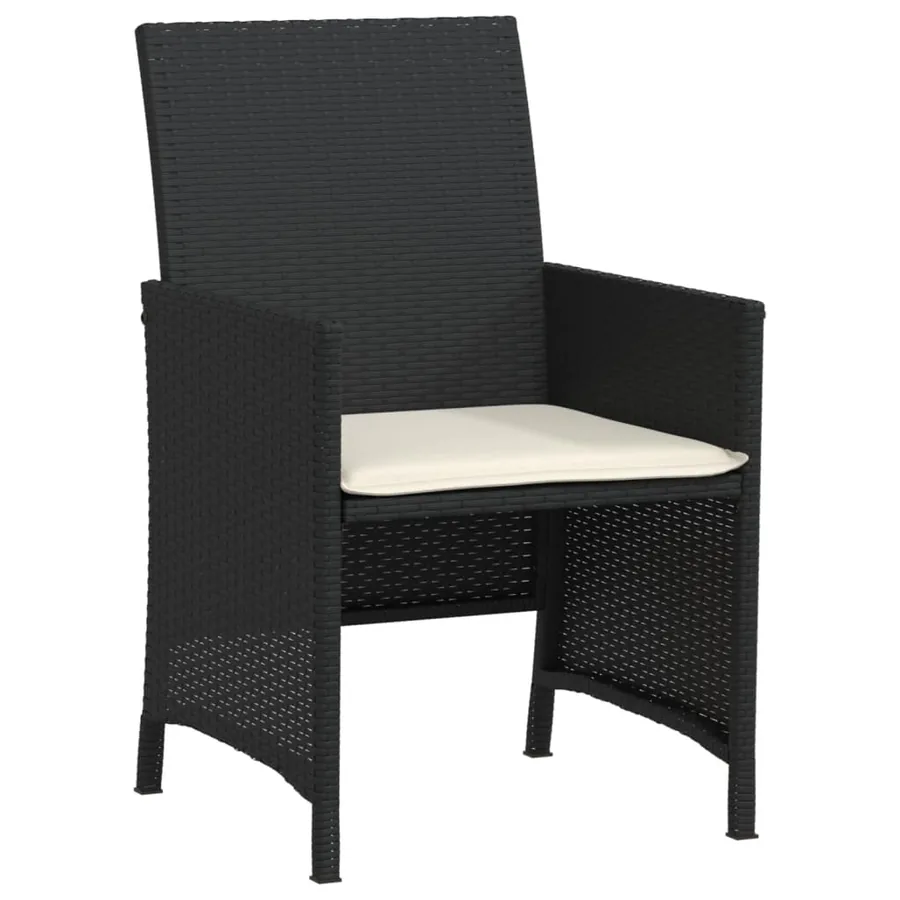 Ensemble de bistro 3 pcs avec coussins noir résine tressée - 5