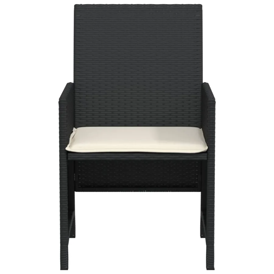 Ensemble de bistro 3 pcs avec coussins noir résine tressée - 6