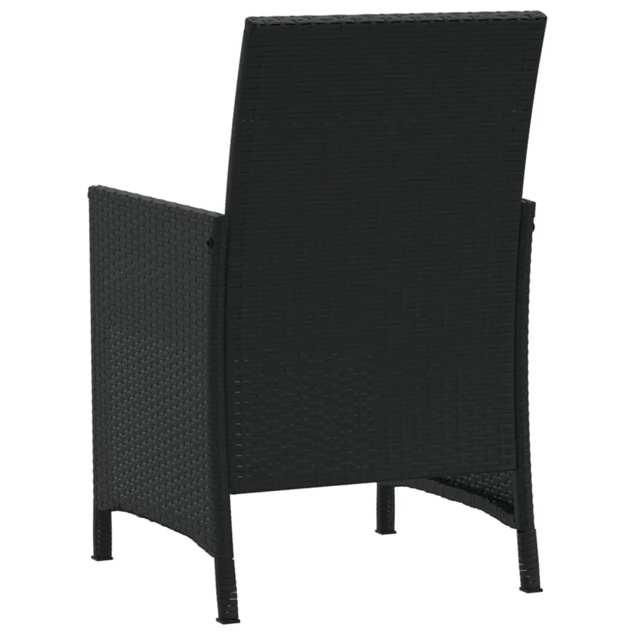 Ensemble de bistro 3 pcs avec coussins noir résine tressée - 8