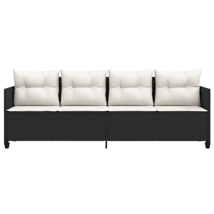 Chaise longue avec coussins noir résine tressée - 4
