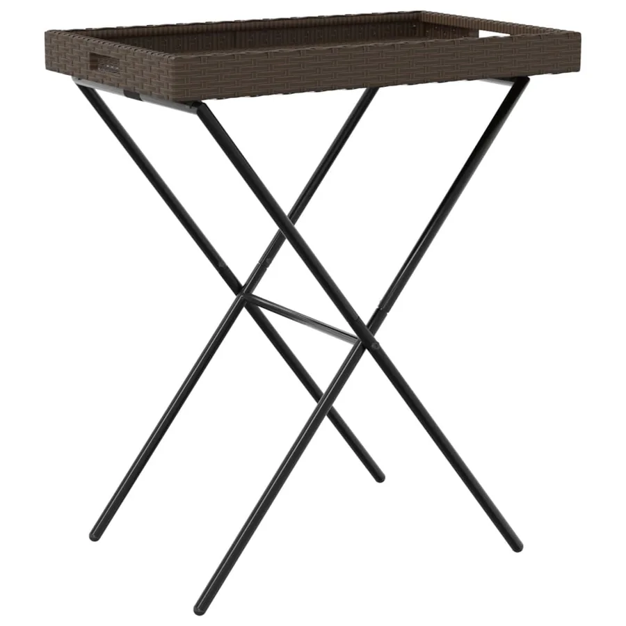 Table à plateau pliable marron 65x40x75 cm résine tressée - 7