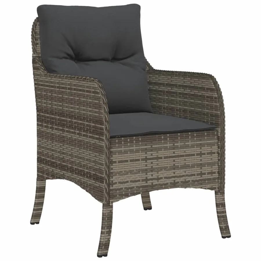Ensemble à manger de jardin et coussins 7 pcs gris rotin - 3