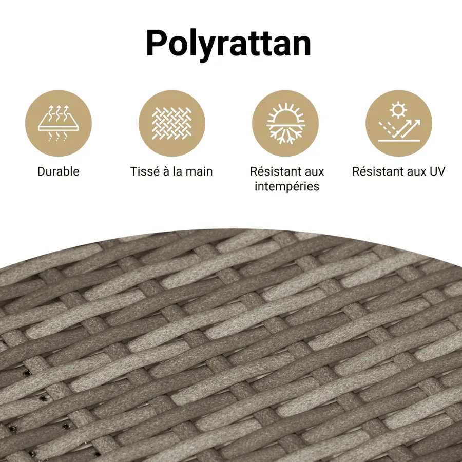 Ensemble à manger de jardin et coussins 7 pcs gris rotin - 9