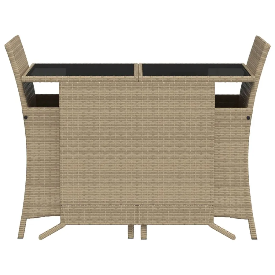 Ensemble de bistro 3 pcs coussins mélange beige résine tressée - 4