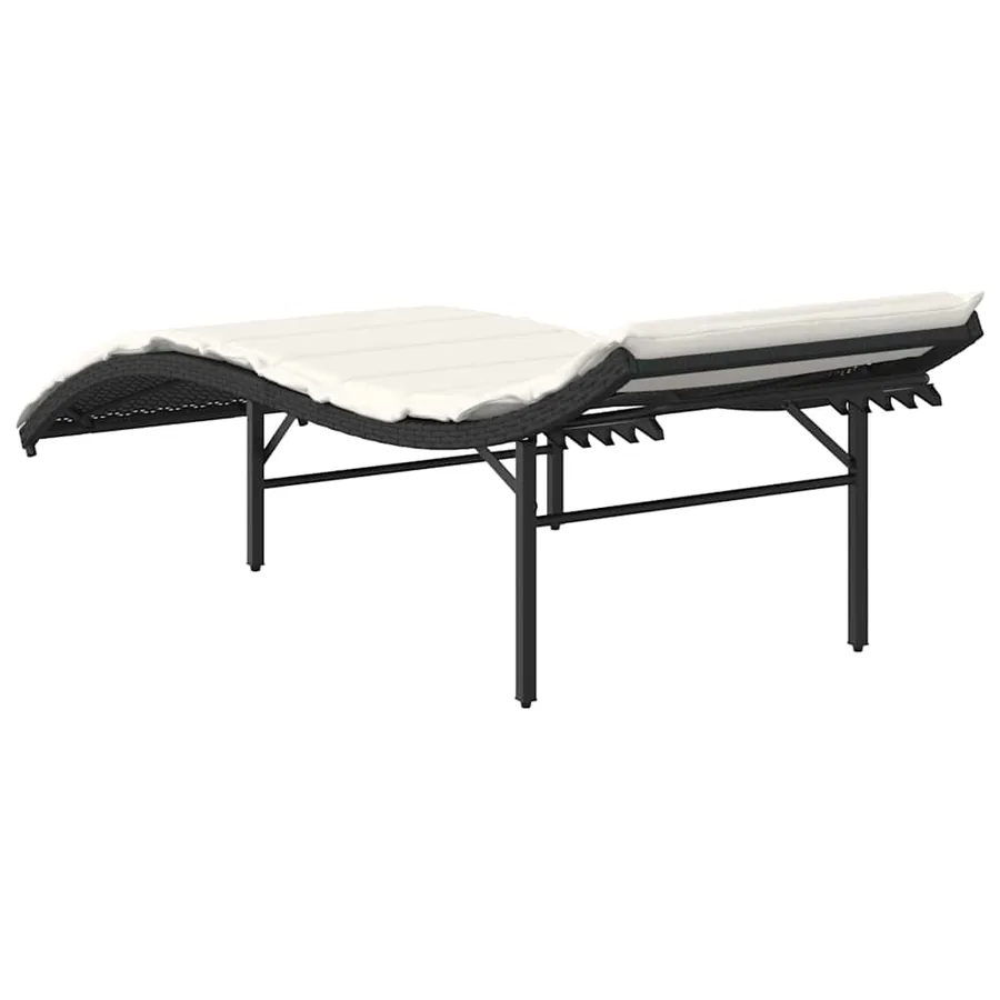 Chaises longues lot de 2 avec coussins noir résine tressée - 6