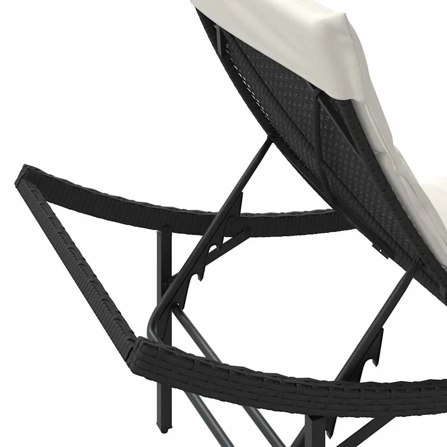 Chaises longues lot de 2 avec coussins noir résine tressée - 8