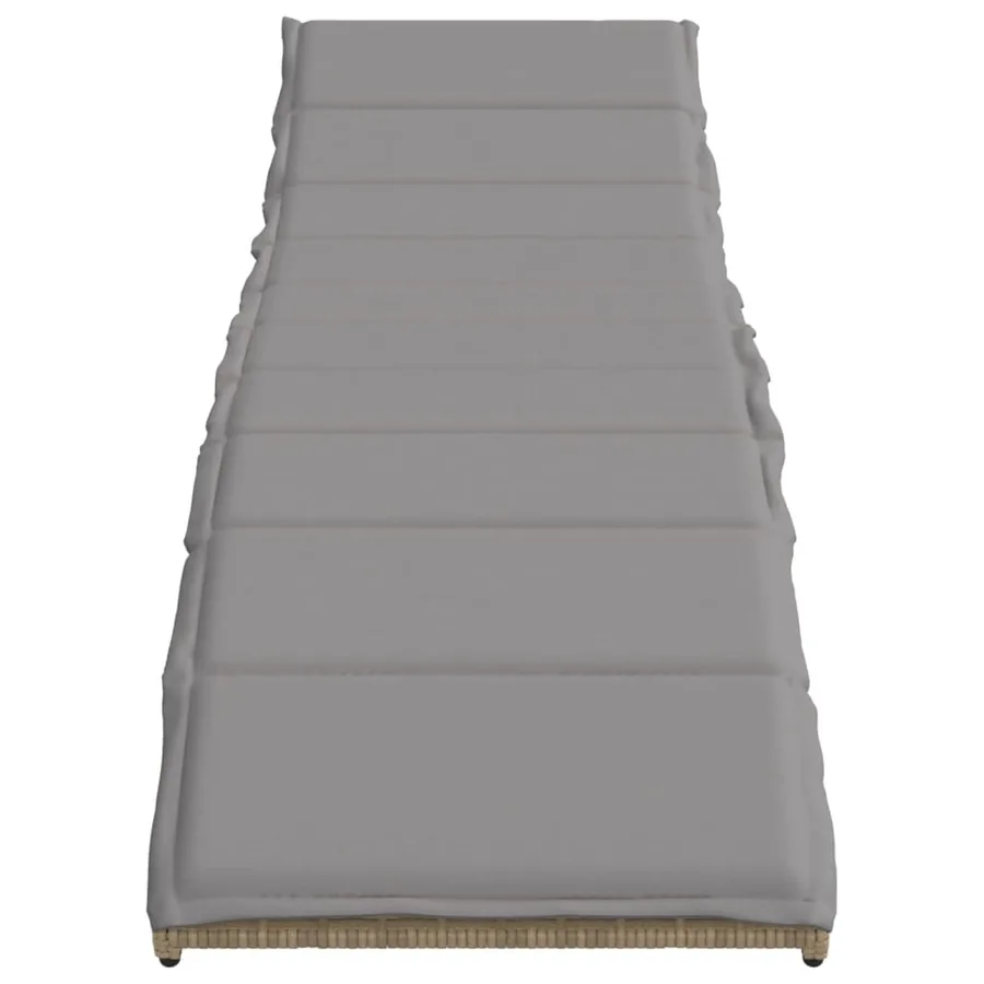 Chaise longue avec coussin beige 55x199x50 cm résine tressée - 4