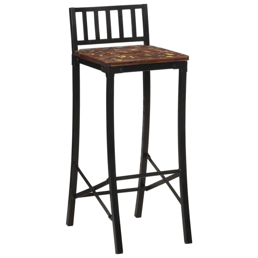 Chaises de bar lot de 2 bois de récupération massif - 4