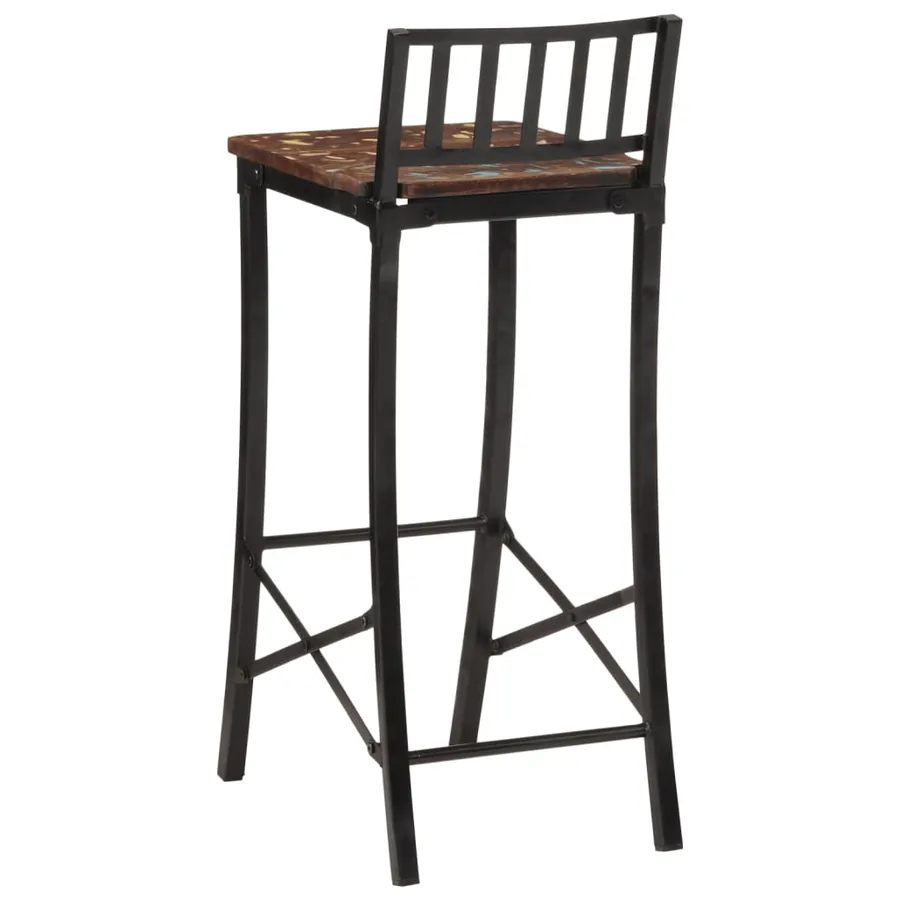 Chaises de bar lot de 2 bois de récupération massif - 7