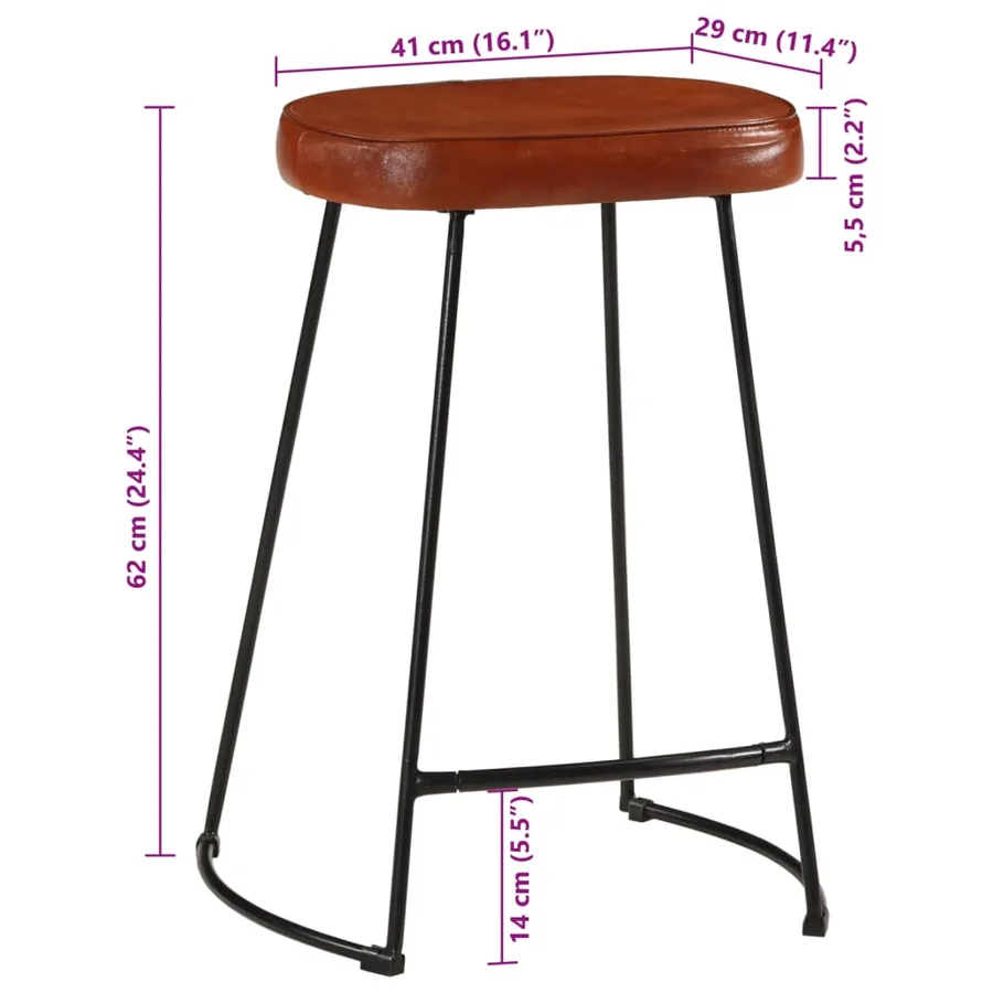 Tabourets de bar lot de 2 marron foncé 41x29x62 cm - 10