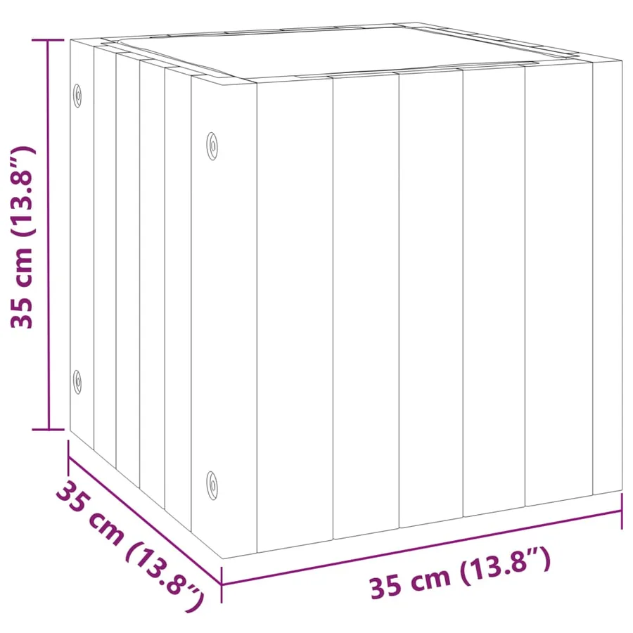 Jardinière 35x35x35 cm bois massif d'acacia - 9