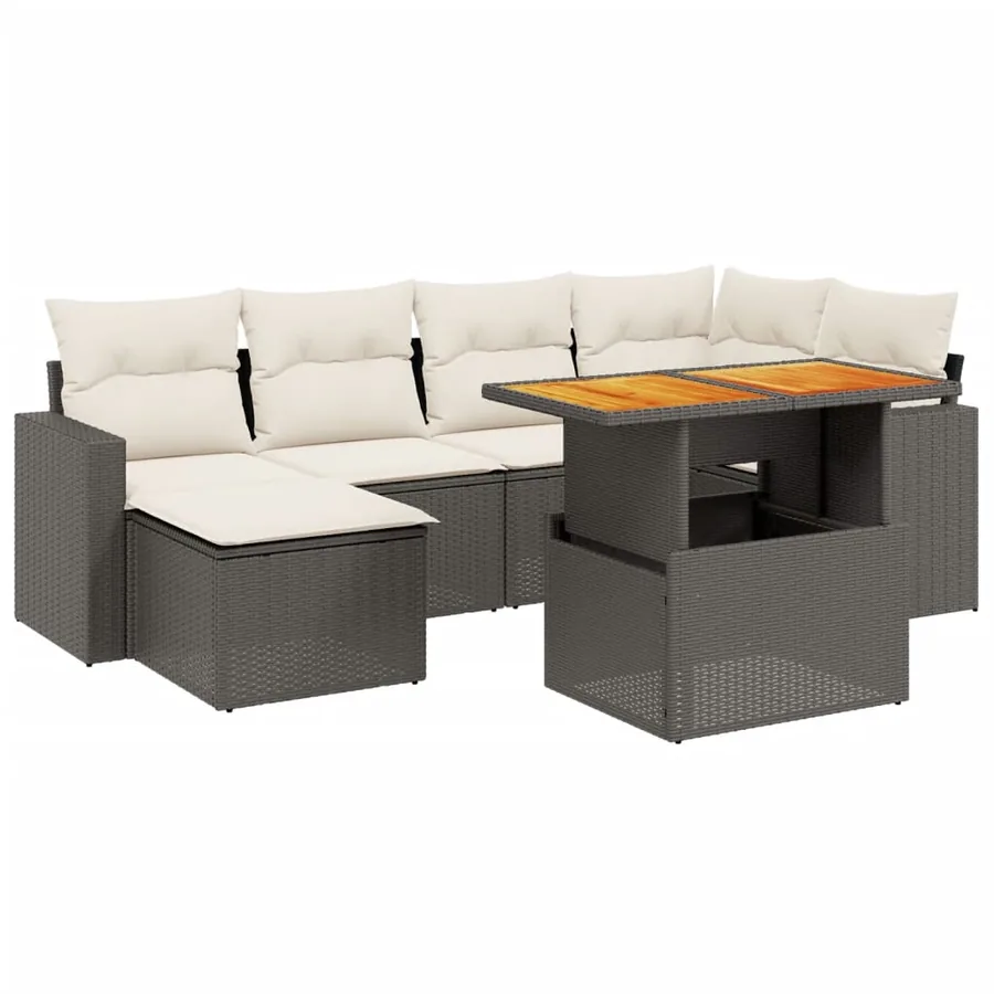 Salon de jardin 7 pcs avec coussins noir résine tressée 62 x 62 x 69 cm - 62,3 kg - 2