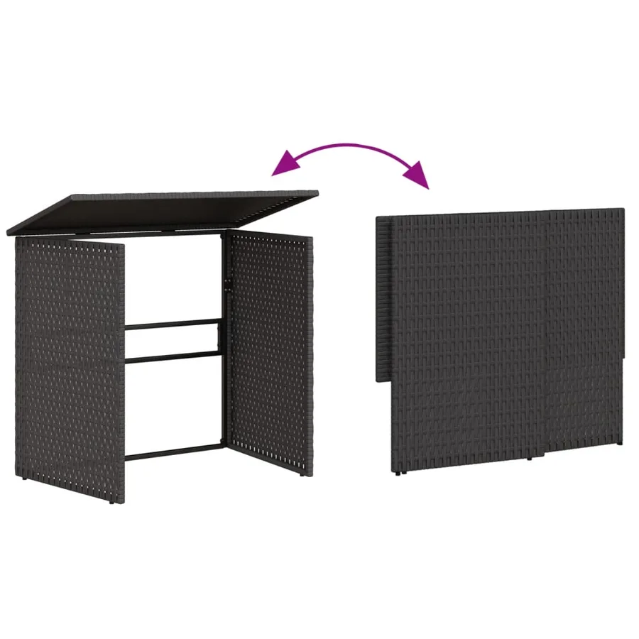 Canapé de jardin avec table et coussins en forme de L noir - 5
